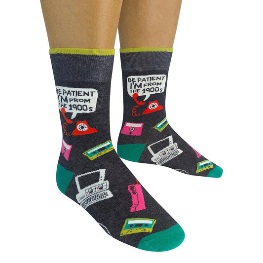 Funatic Socks – Be Patient I'm From the 1900s – Funny Novelty Crew Socks