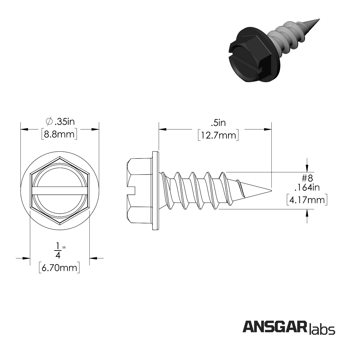 Screws (80 Pack) #8 x 1/2 in. Pierce-Point Hex-Head, Painted Head