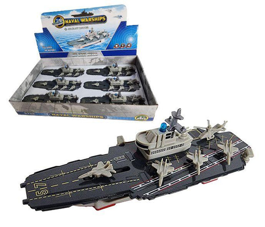 8.5" Die-Cast Pull Back Aircraft Carrier with Lights & Sounds