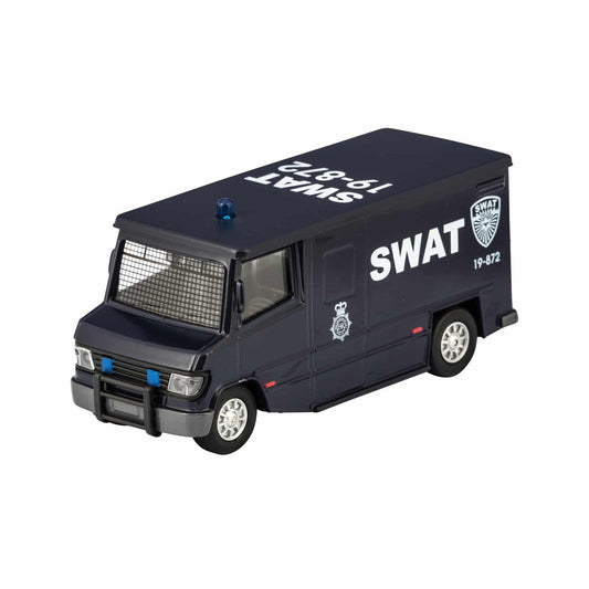 Diecast SWAT Van – 5.5" Pull-Back Toy Vehicle with Lights & Sounds