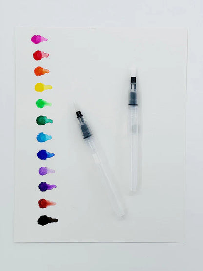 DO•A•DOT ART! Rainbow Bright Watercolor Crayons – 12 Colors with 2 Refillable Water Brushes