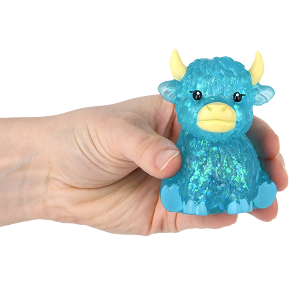 3" Glitter Squeezy Sugar Highland Cow - Random Colors