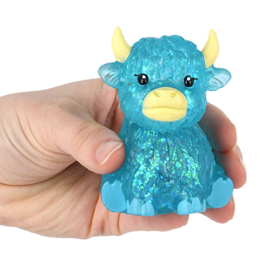 3" Glitter Squeezy Sugar Highland Cow