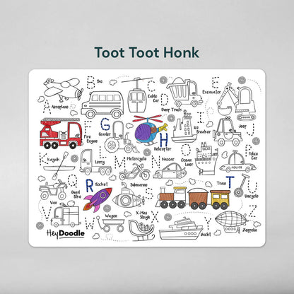 Reusable Silicone Activity Mat - Toot Toot Honk Classic Coloring & Doodle Mat