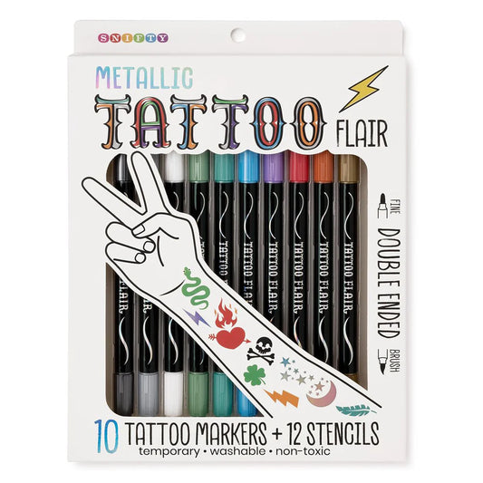 Metallic Tattoo Flair - Markers & Stencils