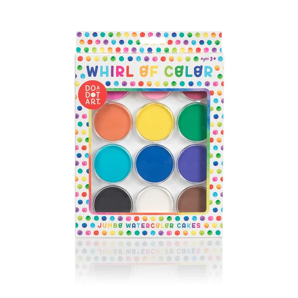 DO•A•DOT ART!  Whirl of Color Jumbo Watercolor Cakes Paint Set – 12 Colors