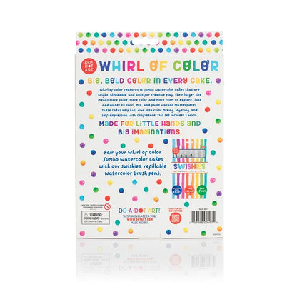 DO•A•DOT ART!  Whirl of Color Jumbo Watercolor Cakes Paint Set – 12 Colors