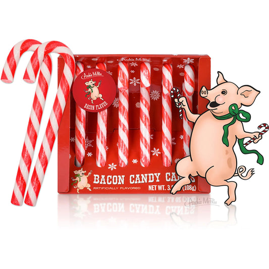 Bacon Candy Canes – Box of 6 Bacon-Flavored Candy Canes