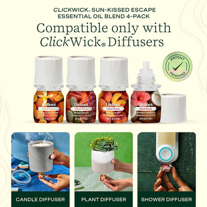 Lifelines ClickWick - Sun Kissed Essential Oils  - Refills 4 PK