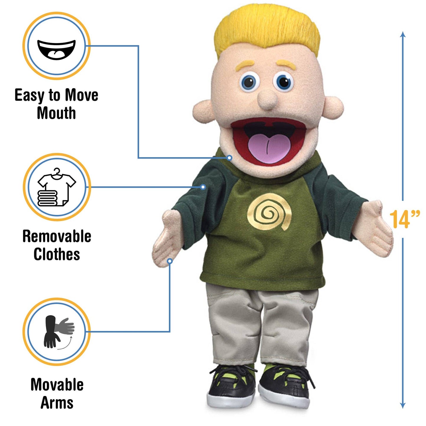 Silly Puppets Eddie, Peach Skin (14")