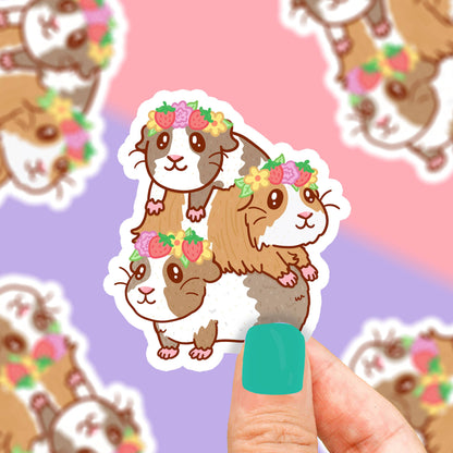 Flower Crown Guinea Pigs Pet Store Vinyl Sticker