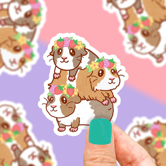 Flower Crown Guinea Pigs Pet Store Vinyl Sticker