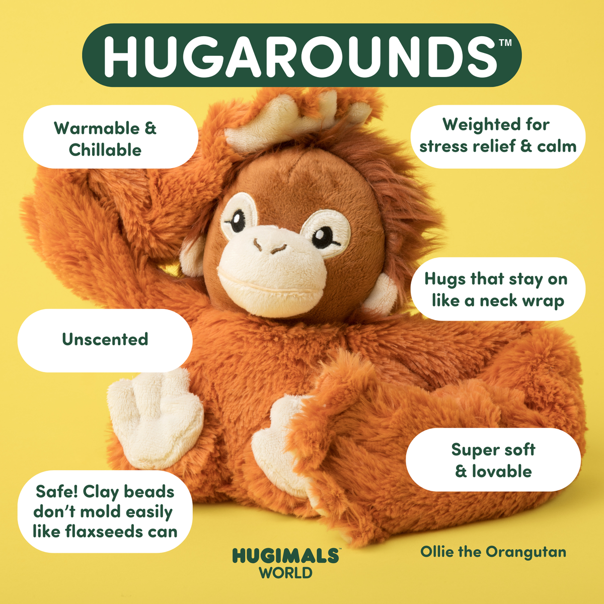 Hugimals Hugaround - Ollie Weighted Orangutan Plush