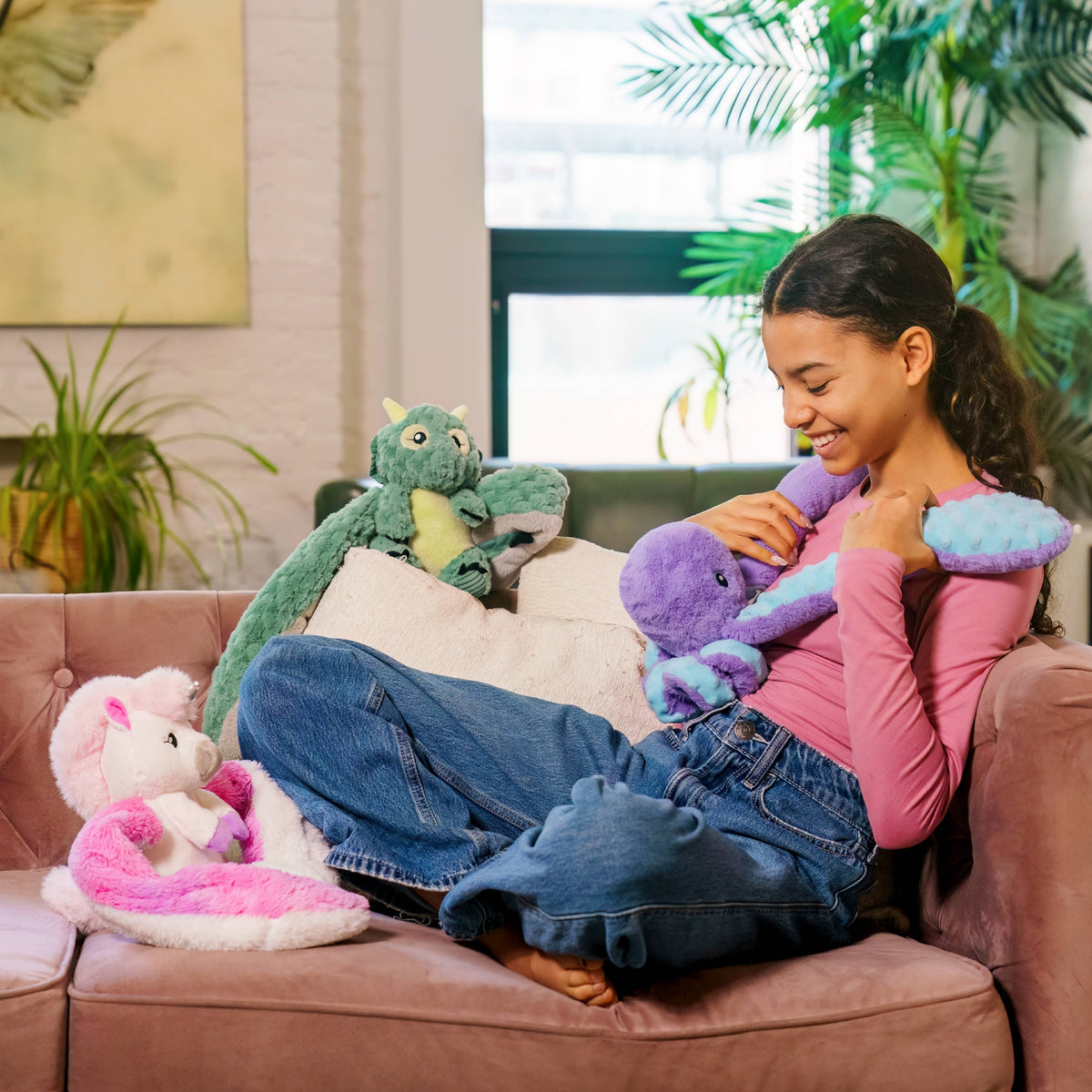 Hugimals Hugaround Indigo Weighted Octopus Plush