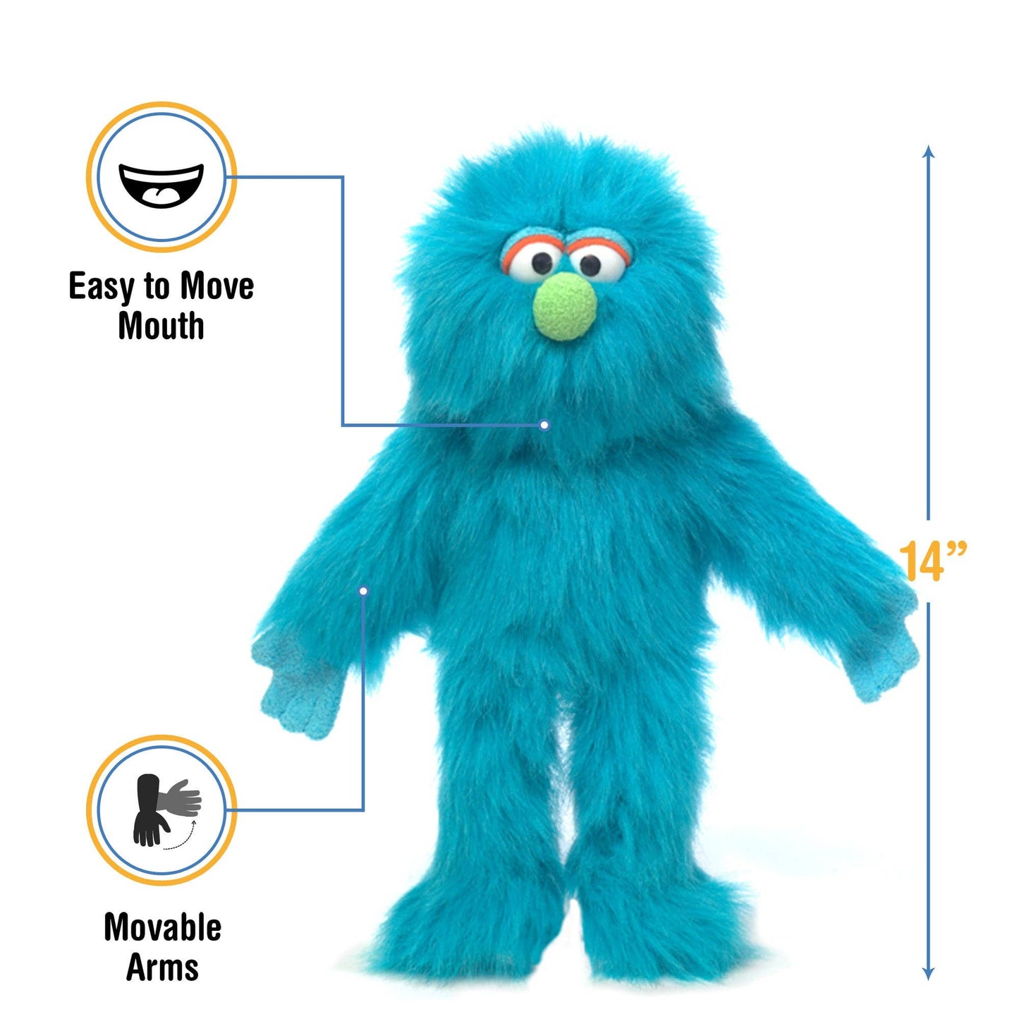 Silly Puppets Monster, Blue (14")