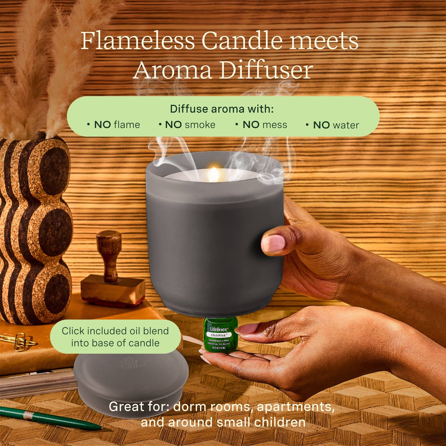 Flameless Candle Diffuser -  Frosted Charcoal