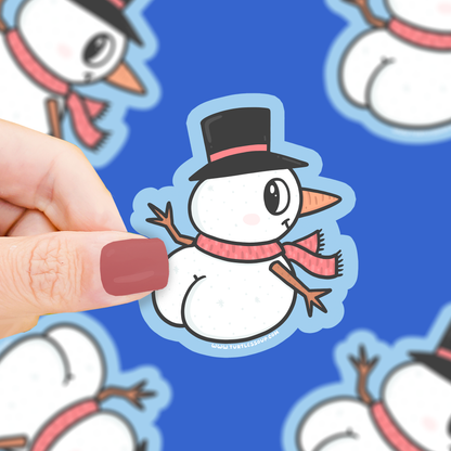 Mooning Snowman, Booty, Snow, Holiday, Vinyl Sticker