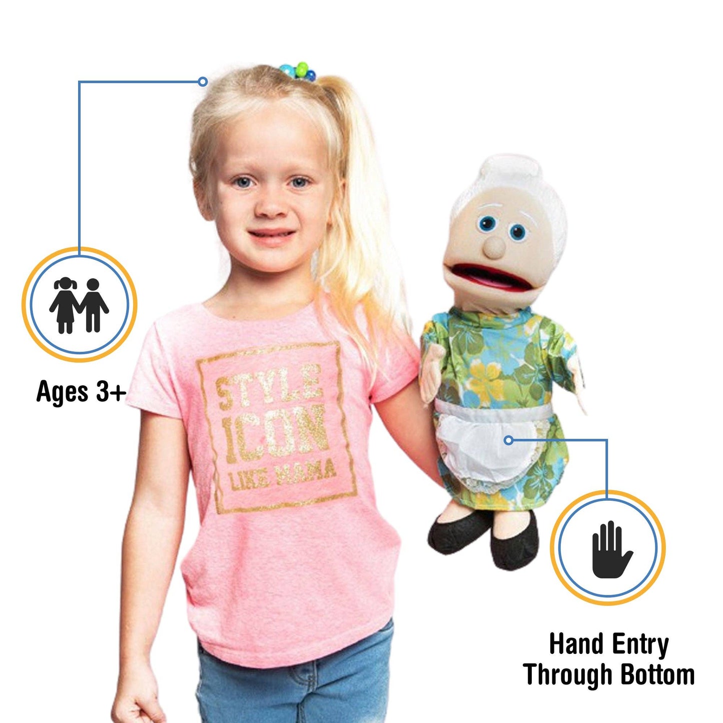 Silly Puppets Granny, Peach Skin (14")