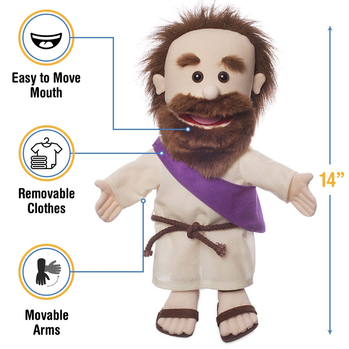 Silly Puppets Biblical Jesus with Rope Belt (14")