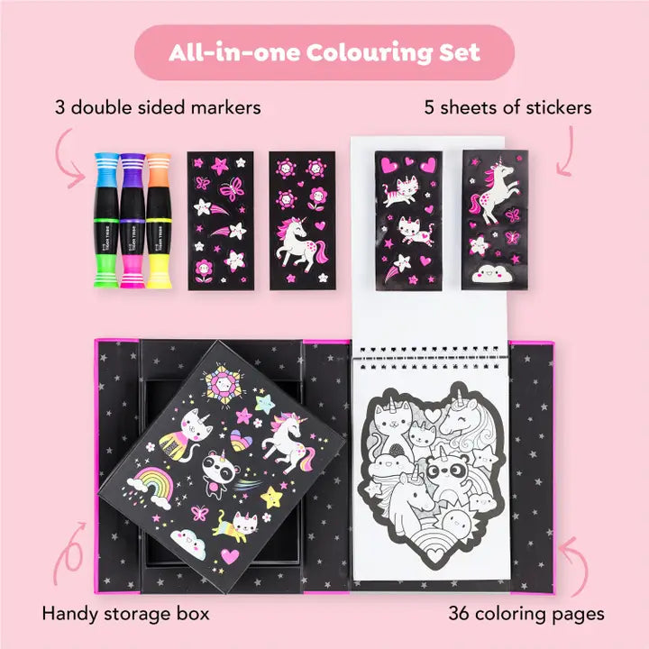 Neon Coloring Set - Unicorns and Friends