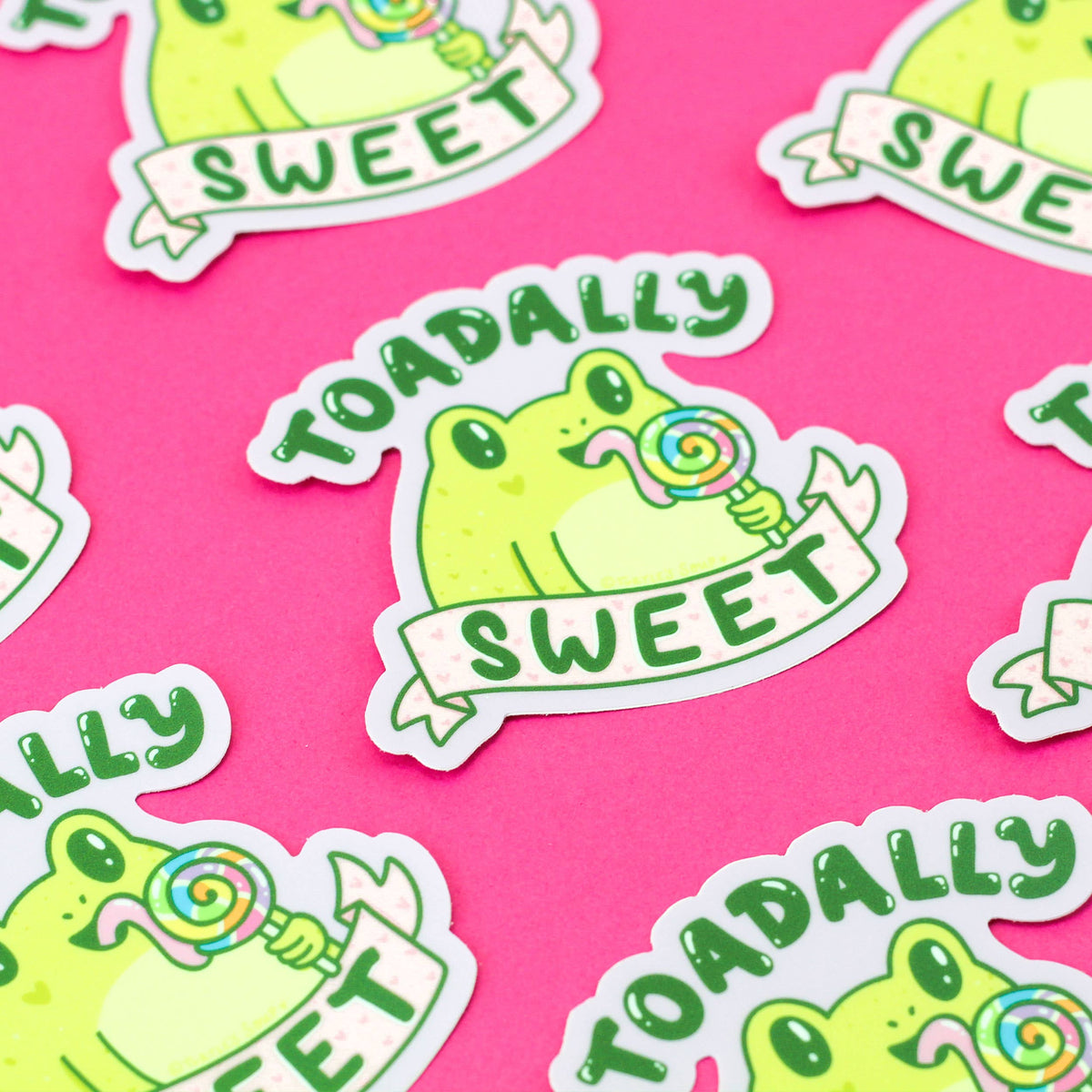 Toadally Sweet Toad Friendship Happy Vinyl Sticker