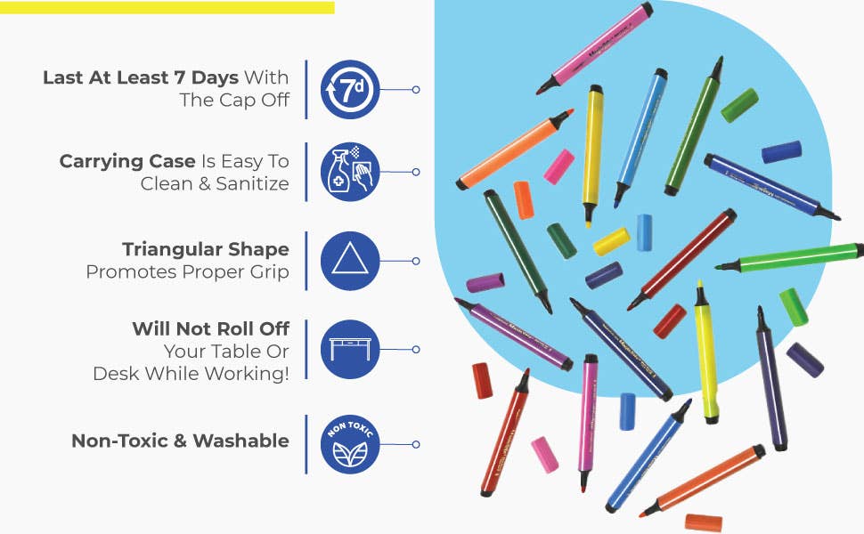 Magic Tri Stix Markers - 24 Colors with Case