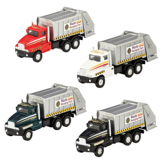 Diecast Sanitation Truck – 6" Pull-Back Garbage Truck (Assorted Colors)