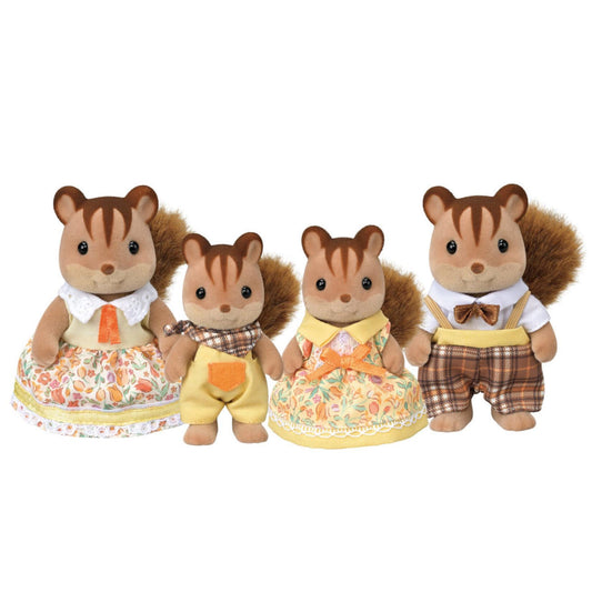 Calico Critters Walnut Squirrel Family – 4-Piece Family Figure Set