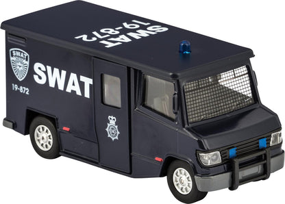 Diecast SWAT Van – 5.5" Pull-Back Toy Vehicle with Lights & Sounds