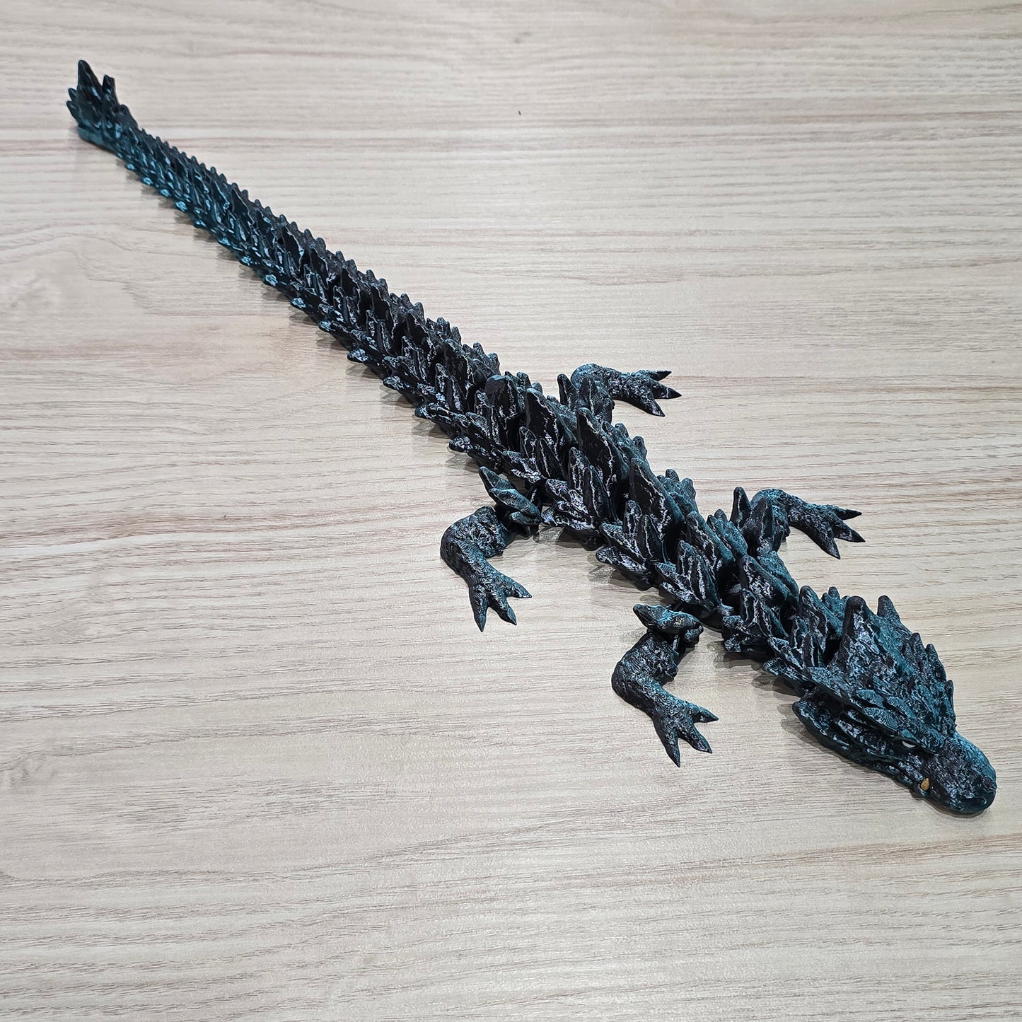 Rock Dragon - 3D Printed - Shiny Silk Green/Black