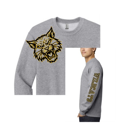 WILDCATS - Large Logo with Sleeve - Crew Sweatshirt
