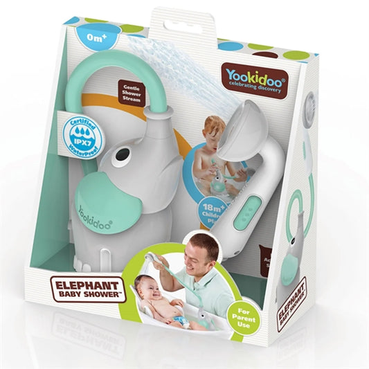 Yookidoo Elephant Baby Bath Shower Head - Turquoise